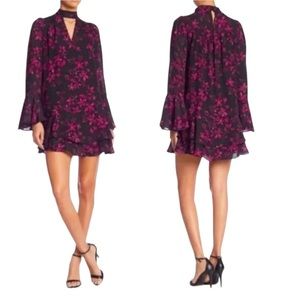 Parker Floral Mini Dress Midnight Fleur Small Long Sleeve Cutout Girly Flirty